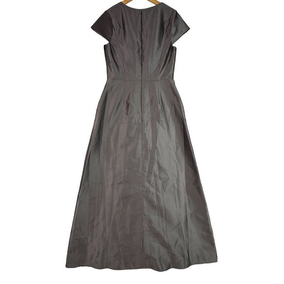 Alfred Sung Satin Twill Maxi Dress Gray 12R NWT Cap Sleeve Wedding Formal Gown - Picture 8 of 11